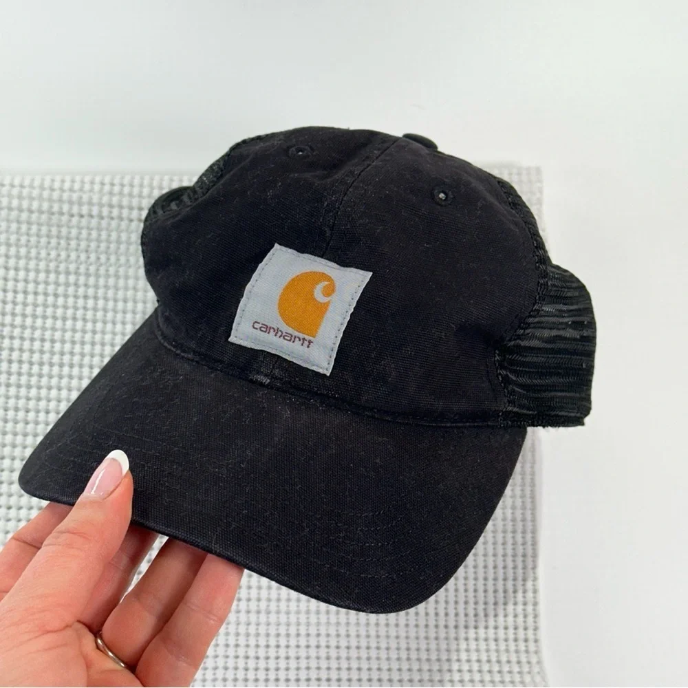 Carhartt workwear trucker hat mesh back black snapback
